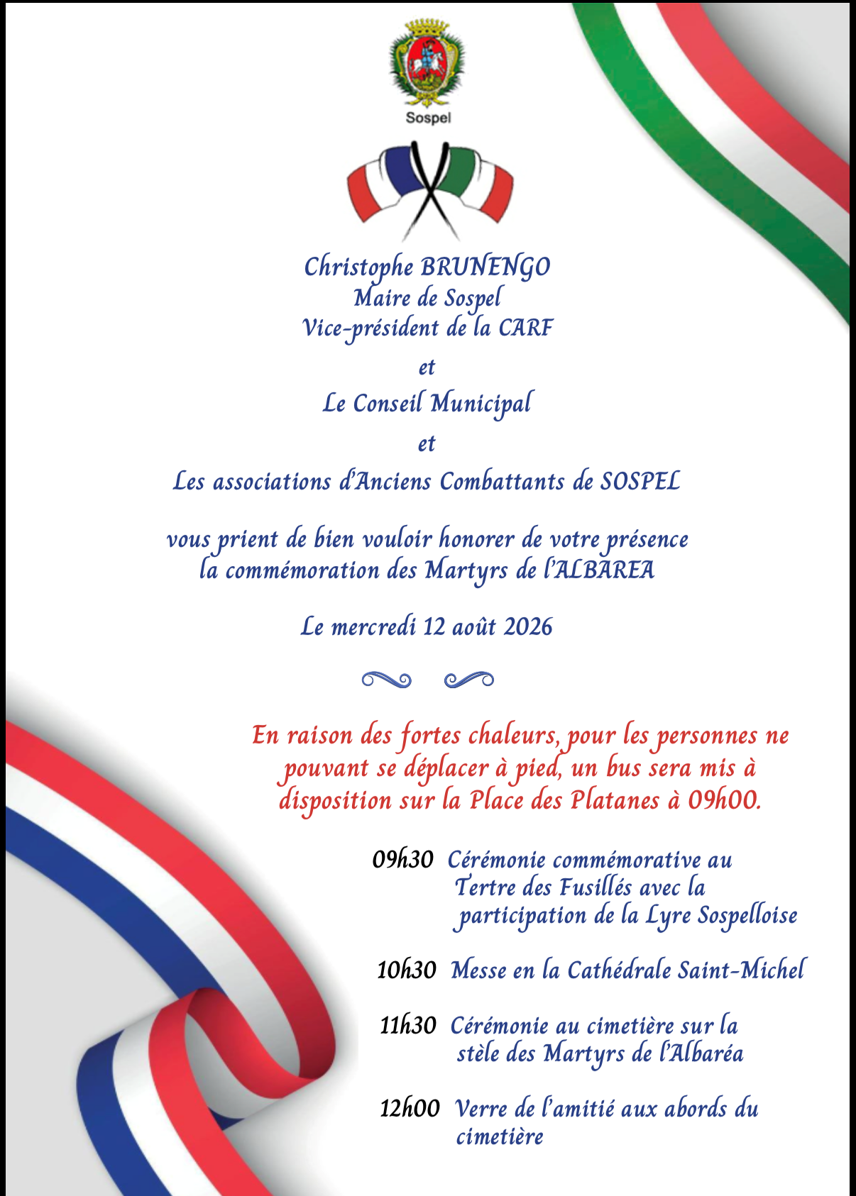 Cérémonie de commémoration des Martyrs de l&rsquo;Albaréa