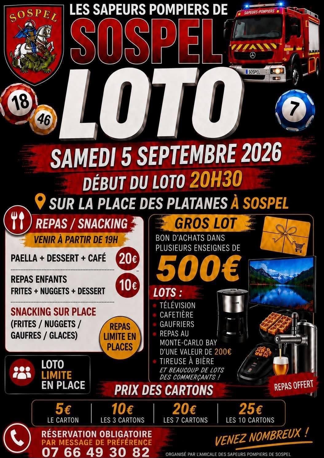 🚨Grand loto des sapeurs pompiers de Sospel