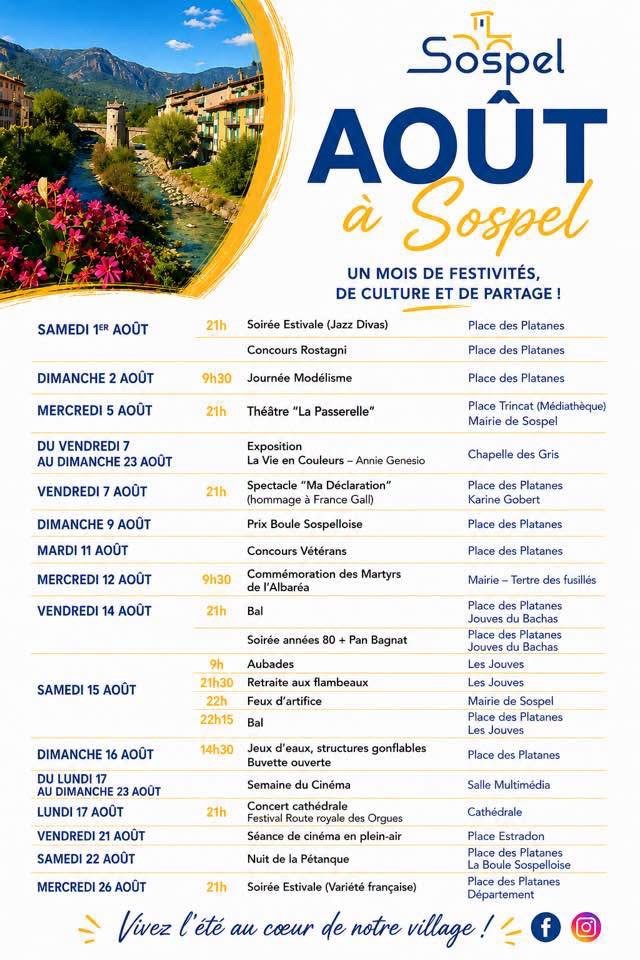 Programme des animations – Août 2026